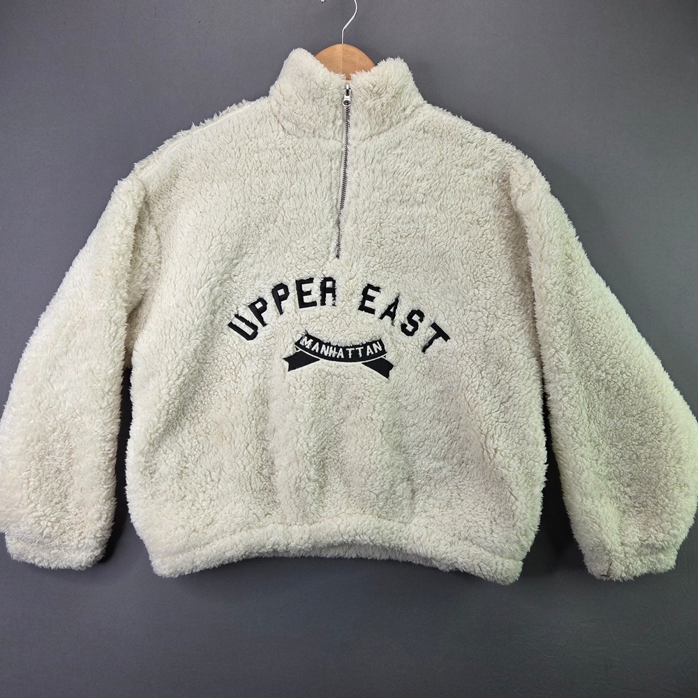 Peacocks Kids Sherpa Fleece Pullover Upper East Manhattan 11-12 Yr Cream 1/4 Zip